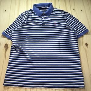 Vintage Polo Golf Ralph Lauren Polo Shirt Men XL White Blue Striped